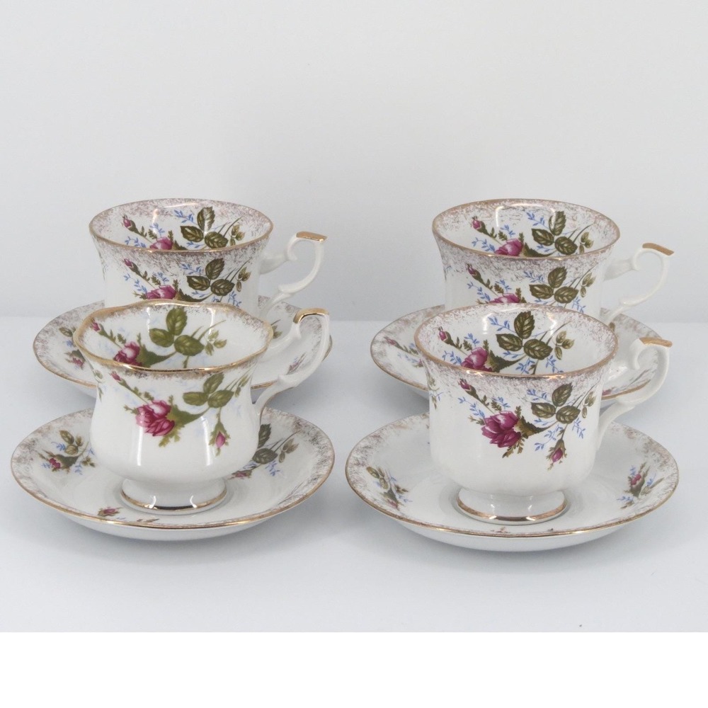 Vintage Chodziez Floral Rose Teacup & Saucer Set Gold Trim Pink Flowers Romantic